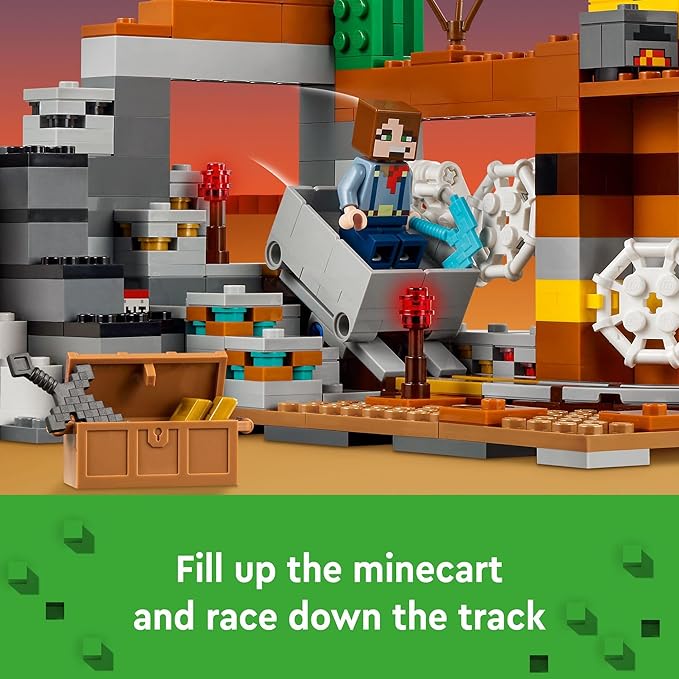 LEGO Minecraft The Badlands Mineshaft Video Game Toy, Mining Exploration Set with Minecraft Minifigures, Birthday Gift for Boys and Girls, Action Packed Minecraft Toy for Kids Ages 8 and Up, 21263