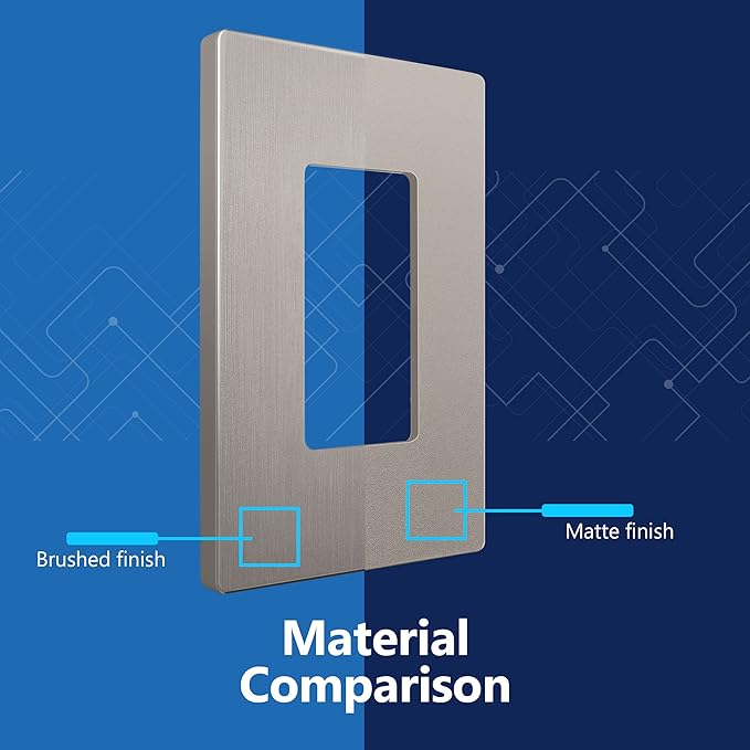 LIDER Brushed Finish Decorator Switch Cover, Screwless Wall Plate, Mid-Size 1-Gang 4.88" x 3.11", Unbreakable Polycarbonate Thermoplastic, UL Listed, LSWP-31M-BNK, Brushed Nickel