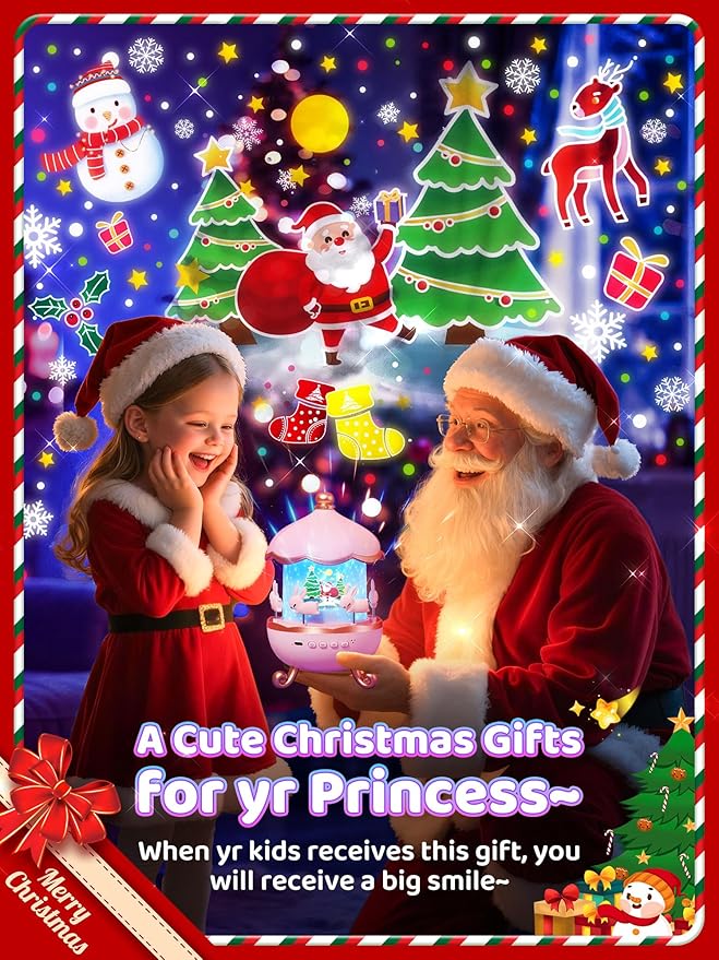 Carousel Night Light for Kids, 15 Music+15 Films+315 Colors Star Projector for Kids Night Light Projector,360°+Remote+1200mah Star Lights for Ceiling,Unicorn Toys for Girls Room Decor Christmas Gifts