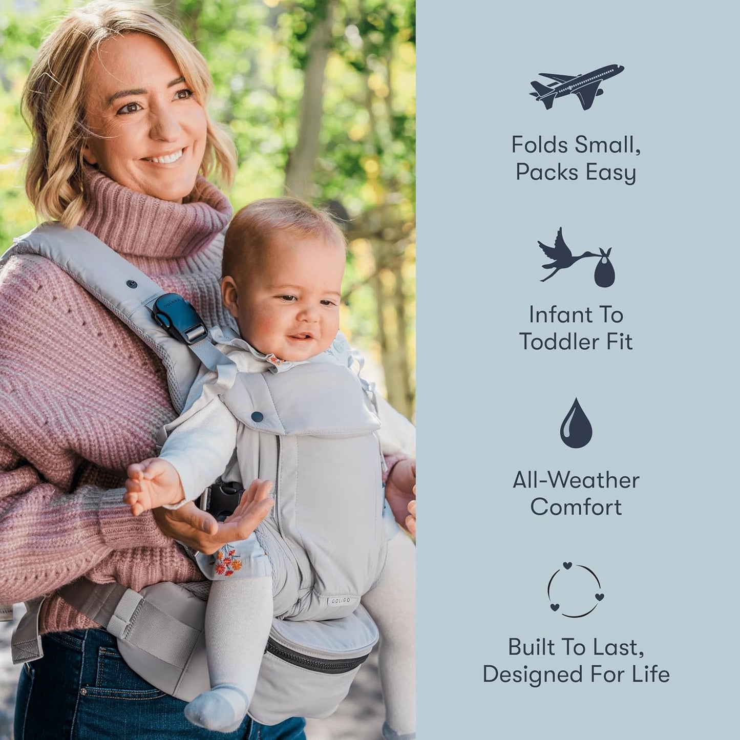 Colugo Baby Carrier - Baby Carrier Newborn to Toddler, Toddler Carrier, Adjustable, Lightweight, Breathable Carrier for Newborn to 33 Pounds (Wild Child)