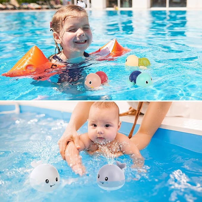 Gigilli Baby Bath Toys, Whale Bath Toy Sprinkler with Swimming Turtle Bath Toy, Bath Toys for Kids Ages 1-3 Toddler Baby 6-12-18 Months Christmas Stocking Stuffers Birthday 1 2 3 Year Boys Girls Gifts