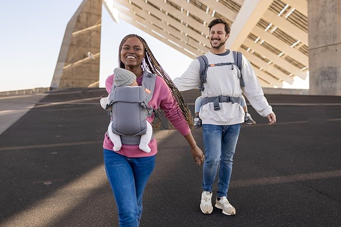 Beco Gemini Baby Carrier from Newborn to Toddler - Certified Ergonomic Newborn Baby Carrier for Infants and Children of 7-35 lbs - M Shape, Adjustable Seat, 100% Cotton (Classic Grey)