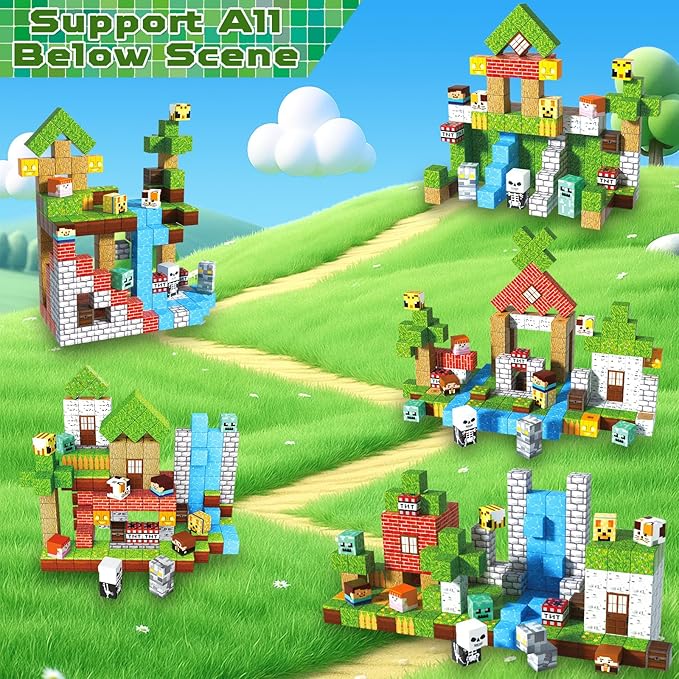 Magnetic Blocks-200PCS Magnetic Building Blocks, Magnets Cubes 2025 Upgraded Stacking Magnets for Kids Forest River Indoor Construction STEM Toys, Christmas Birthday Gifts for Boys & Girls Ages 3+