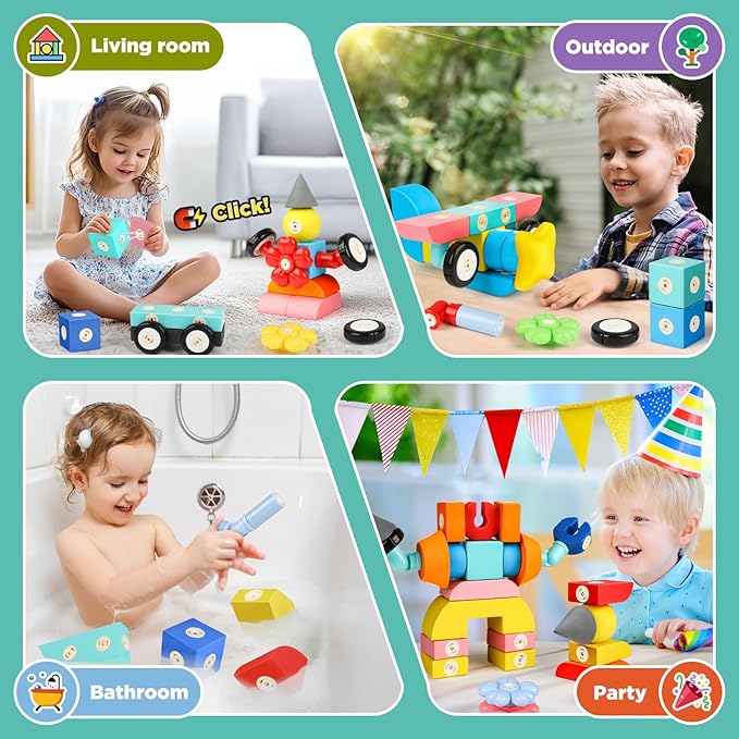 Joyfresh Foam Magnetic Blocks for Toddlers, 100pcs,Big Building Block for Kids 2 3 4 5 Years Old, Soft EVA Blocks Toys Gifts for Boys Girls