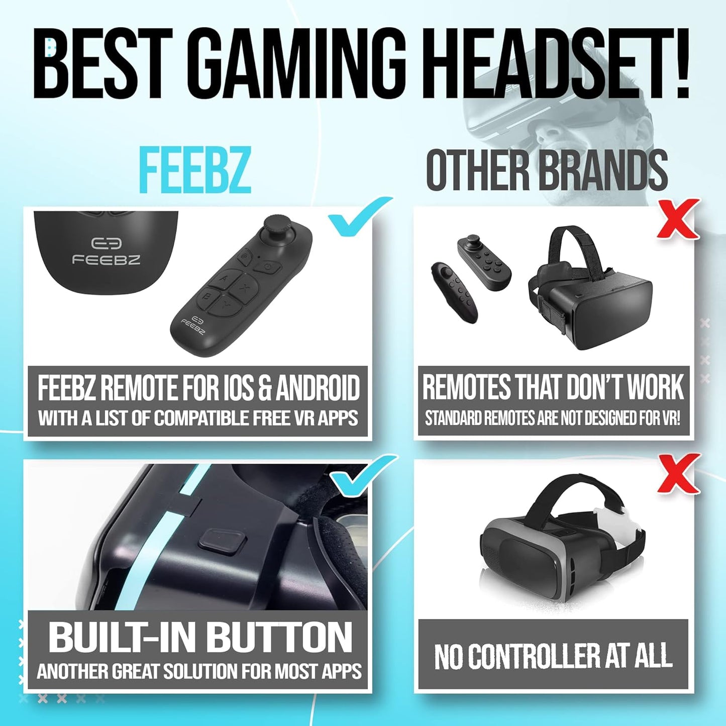 FEEBZ 3D VR Headset for Kids 2.0 + Android Remote - for iPhone & Android Phones | with 3D VR Videos & Apps Links | Virtual Reality Goggles Set for Beginners