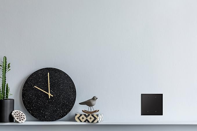 Henne Bery Modern Edge Decorative Wall Plate Switch Plate Outlet Cover, Durable Solid Zinc Alloy (Double Blank, Matte Black)