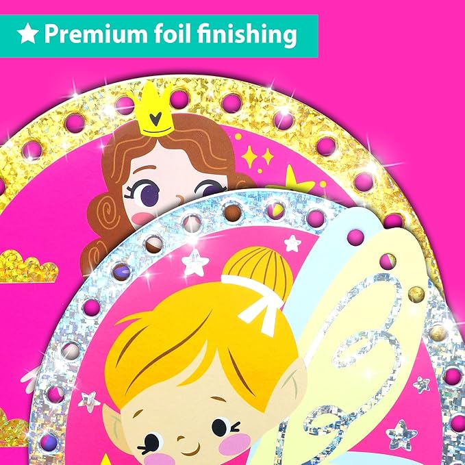 EZCRA Premium Foil Edge Lacing Cards for Kids Ages 3-6 | 10 Double-Sided Unicorn and Fairy Sewing Cards with Multilingual Learning | Durable Cardboard Fine Motor Skills Activity Kit