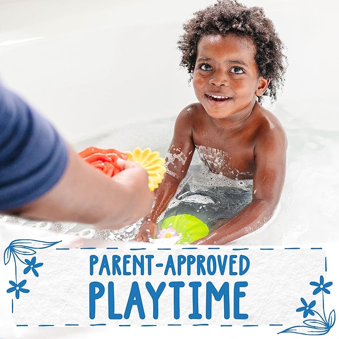 SplashEZ Mold Free Bath Toys for Kids & Toddlers | No Hole Baby Bath Toys | No Mold Floating Flowers for Bathtub Water Pool Shower Infants Babies Ages 0 1 3 6 12 18 Months | 3 pcs Lily Sunflower Rose