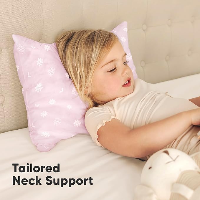 KeaBabies 2-Pack Toddler Pillow 13x18 - Soft Organic Cotton Kids Travel Bed Pillows for Sleeping, School, Nap, Machine Washable, Toddlers 2 to 5, Pillowcase Sold Separately (Daisy)