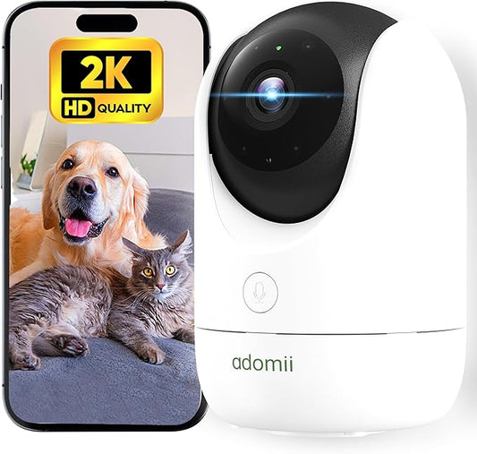 2K Indoor Cameras for Home Security - Camera with Pan/Tilt, 33ft Night Vision, 2 Way Audio, BLE Pairing - Motion Detector Indoor Wi-Fi Camera for Baby & Pet Monitor