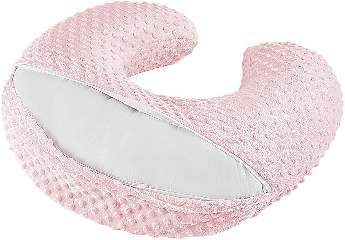 Nursing Pillow for Bottle and Breastfeeding, Ergonomic Comfort Nursing Essentials for Mom and Baby, Feeding Support Pillow with Removable Cover, Easier and Healthier Nursing (Pink)