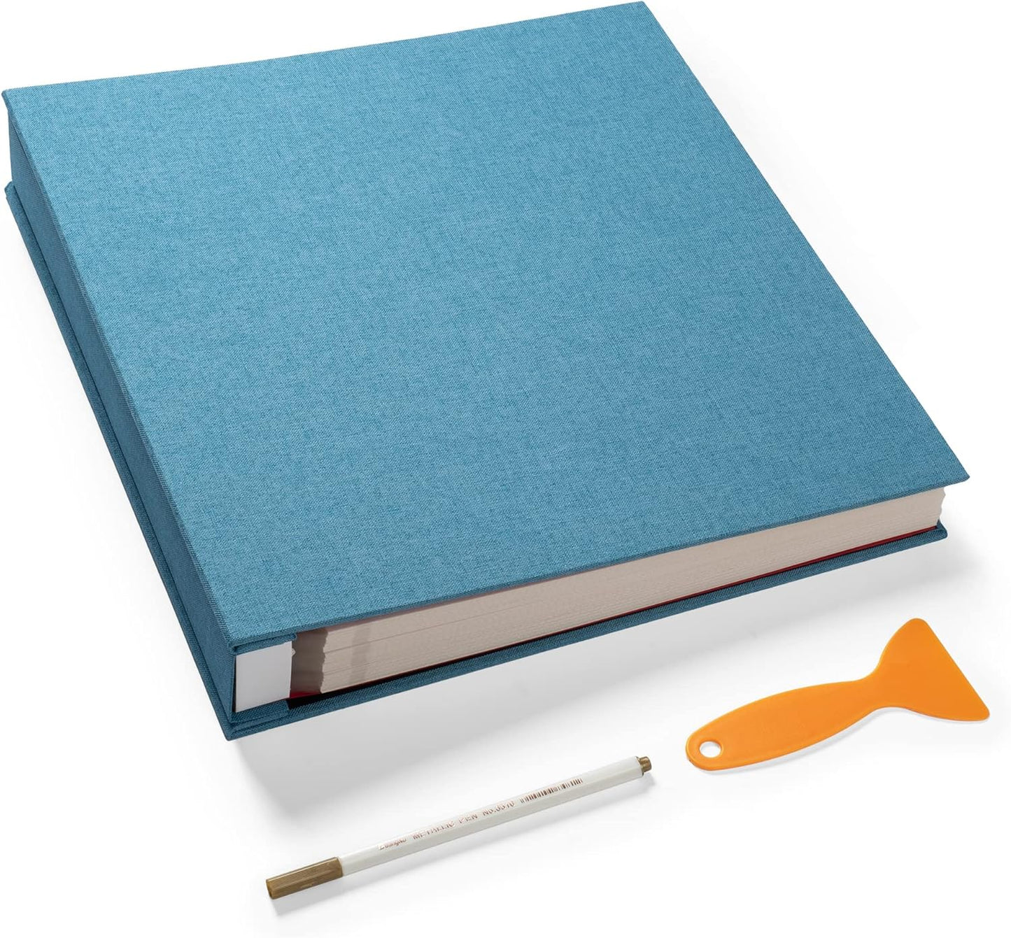 Large Photo Album Self Adhesive 4x6 8x10 10x12 Scrapbook Magnetic Album DIY Scrapbook Length 13 x Width 12.8 (Inches) 120 Sticky Pages Linen Cover DIY Photo Album(Sky blue)