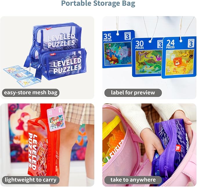 TOI Leveled Puzzles for Kids Aged 3 and Up, Toddler Puzzle Preschool Learning Jigsaw Puzzles, Large Pieces Educational Game for Boys Girls, Cognitive Story Step 3