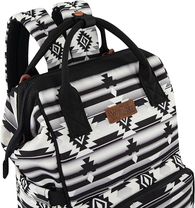 Wrangler Diaper Bag Backpack Aztec Travel Backpack Purses Western Multi-Function Baby Bags for Mom with Waterproof Insulated Pockets