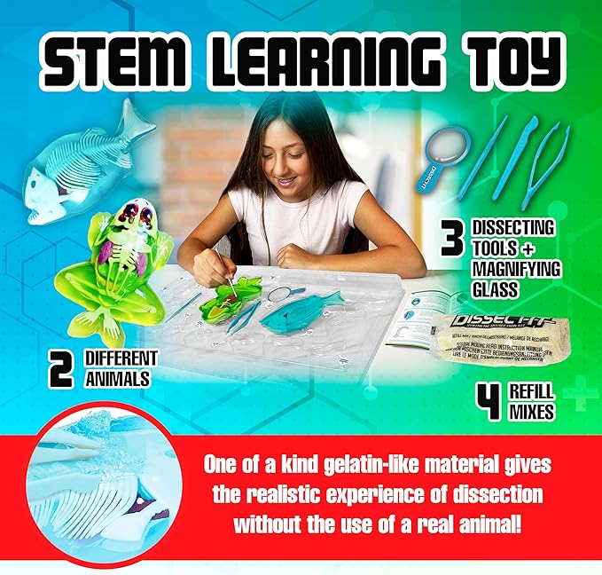 Top Secret Toys Mega Lab Dissect It Kit for Kids, Synthetic Frog and Piranha Dissection Kids Science Kit with Tools, STEM Biology Toys for Ages 6+
