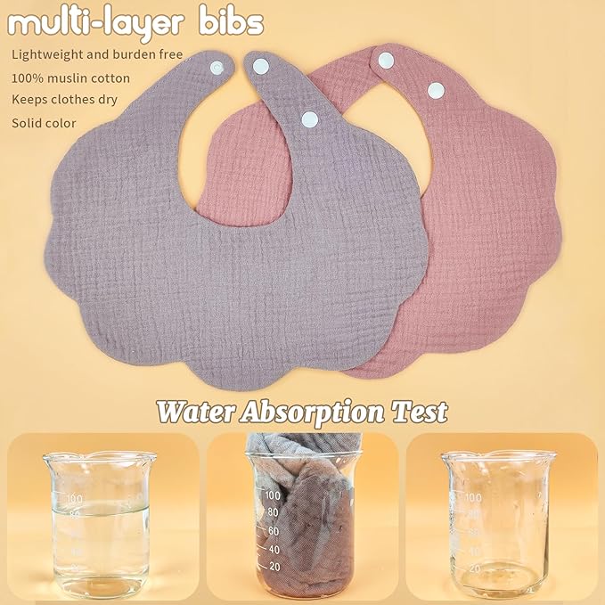 Baby Bibs Muslin Bibs 8 Pack for Drooling and Teething for Unisex Girls Boys