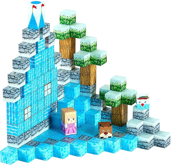 VEVOR Magnetic Blocks, 150 PCS Glacier Castle Set, Magnetic Building Cubes for Kids, STEM Montessori Sensory Toys for Christmas Birthday Gift, Construction Stacking Toy for 3+ Years Old Boys & Girls