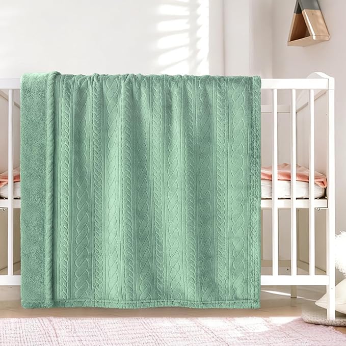 BORITAR Baby Blanket for Boys Soft Fluffy Fuzzy Blankets, Warmer Comfort 3D Lightweight Bed Blanket for Toddlers Infant Newborn and Home Decor (30x40 inch, Sage Green)