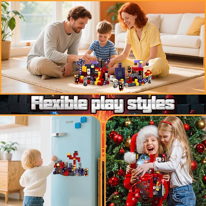 2025 Updated Magnetic Blocks Toys for Kids, 150 Dungeon-Themed Building Blocks, Stacking Magnets, STEM Montessori Sensory Toys for Boys and Girls Age 3 4 5 6 7 8 9 10