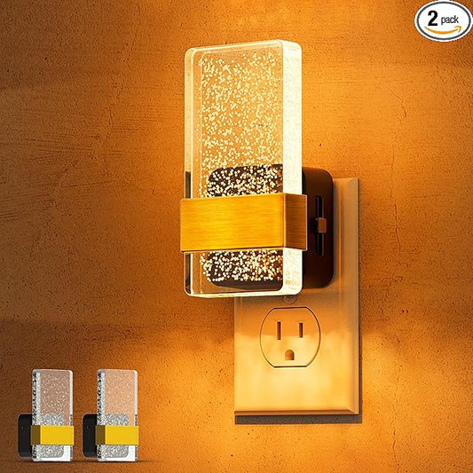 L LOHAS LED Night Light [2 Pack], Amber Night Lights Plug Into Wall, Dusk to Dawn Sensor, 0-100LM LED Dimmable Nightlight, Automatic Low Blue Nightlights for Kids, Bathroom, Hallway, Stairway