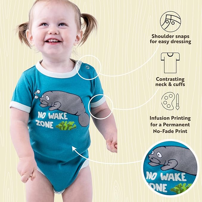 Lazy One Cute Unisex Baby Bodysuit, Cute Animal Designs, 6-18 Months