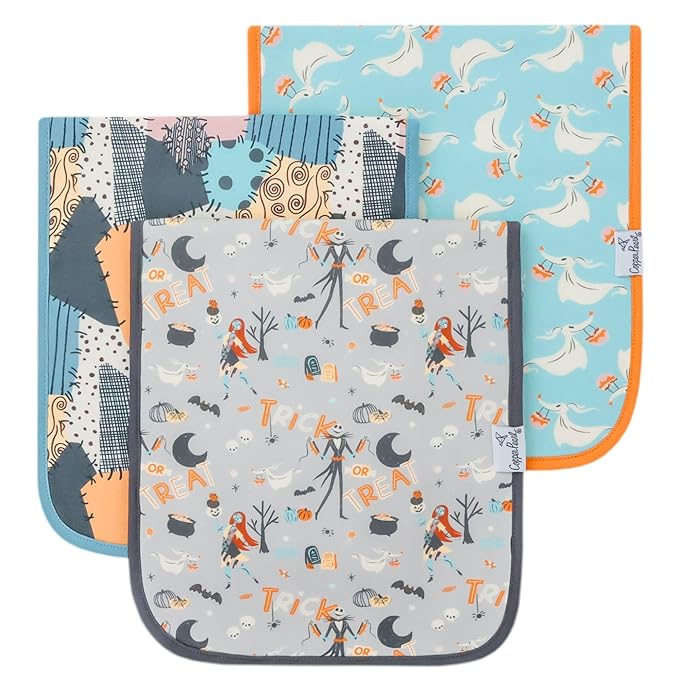 Copper Pearl Baby Burp Cloth Large 21''x10'' Size Premium Absorbent Triple Layer 3-Pack Gift Set 'Nightmare Before Christmas' - One Size