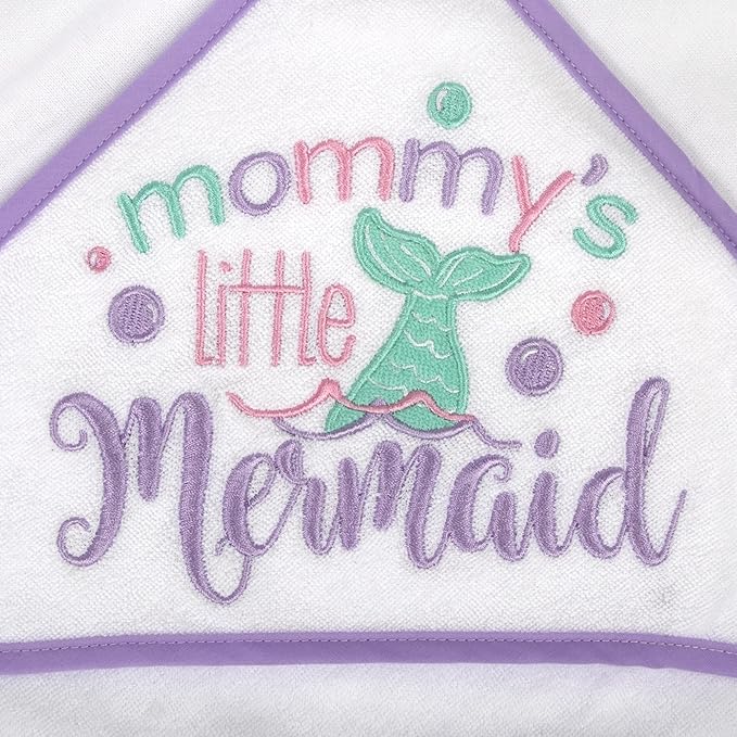 Baby Hooded Towel and Washcloth Set for Infants, Boys and Girls 6-12 Months (Mommy's Mermaid)