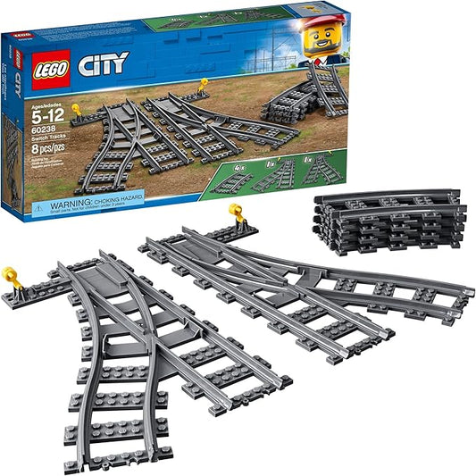 LEGO City Trains Switch Tracks 60238 Building Toy Set for Kids, Boys, and Girls Ages 5+ (8 Pieces)