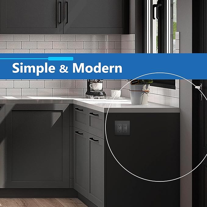 LIDER Brushed Finish Decorator Switch Cover, Screwless Wall Plate, Mid-Size 2-Gang 4.88" x 4.92", Unbreakable Polycarbonate Thermoplastic, UL Listed, LSWP-32M-BSG, Brushed Space Gray