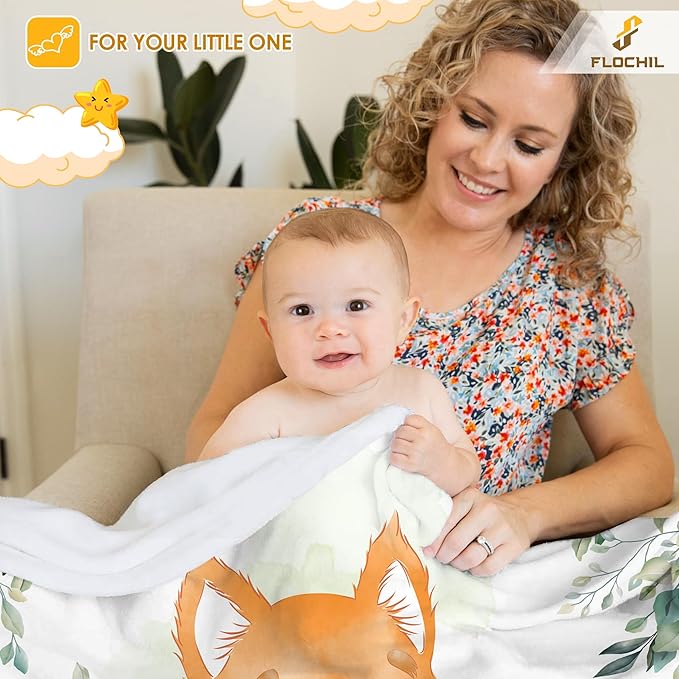 Personalized Baby Blankets, Custom Baby Blanket - Baby Blanket with Name for Boys, Best Gift for Baby, Newborn Elephants Flush Fleece (30x40) (Fox)