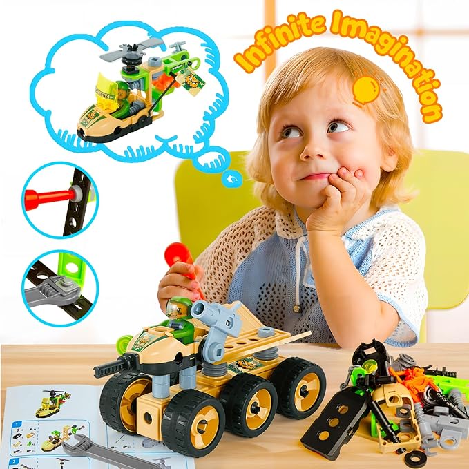 HOMETTER Stem Building Toys, Dinosaur Toys for 5+ Years Old Kids, Engineering Toys Creative Set, Christmas Ideas Gift for Boys Age 5 6 7 8 9 10+ Years Old