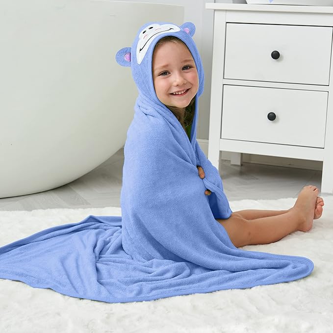 HIPHOP PANDA Hooded Towel - Rayon Made from Bamboo, Bath Towel with Bear Ears for Newborn, Babie, Toddler, Infant - Absorbent Large Baby Towel - Gorilla, 37.5 x 37.5 Inch