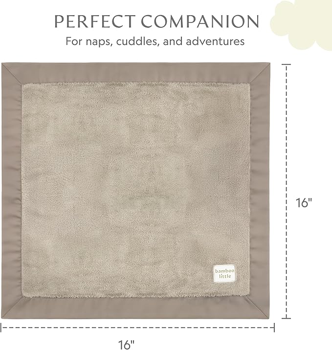 Ultra-Soft Lovey Plush Security Blanket - Baby Essentials, Newborn Essentials, Ultra-Soft Plush Baby Blanket with Satin Trim – 16" x 16" (Gray)