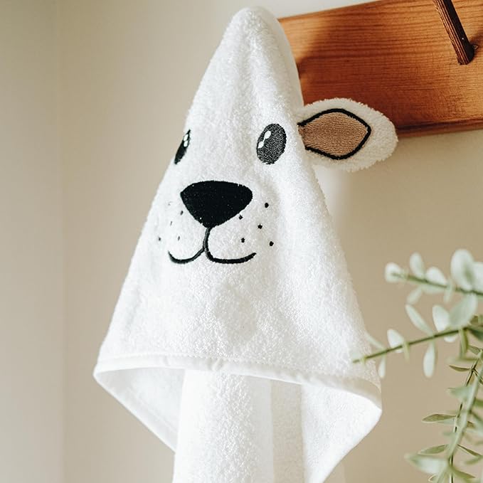 MILARA Hooded Baby Towel - 70% Rayon Derived from Bamboo, 30% Cotton - Baby Towel for Newborns - Soft and Absorbent, Wolf/Bear Ears Design, Made in Turkey, | 30 x 30 Inches