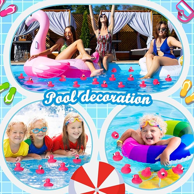 Shappy 36 Pcs Flamingo Rubber Duckies Bulk Glow in The Dark Pink Flamingos Bath Toys Flamingo Party Decorations Flamingo Rubber Duckies for Baby Shower Cake Decoration Classroom Prizes