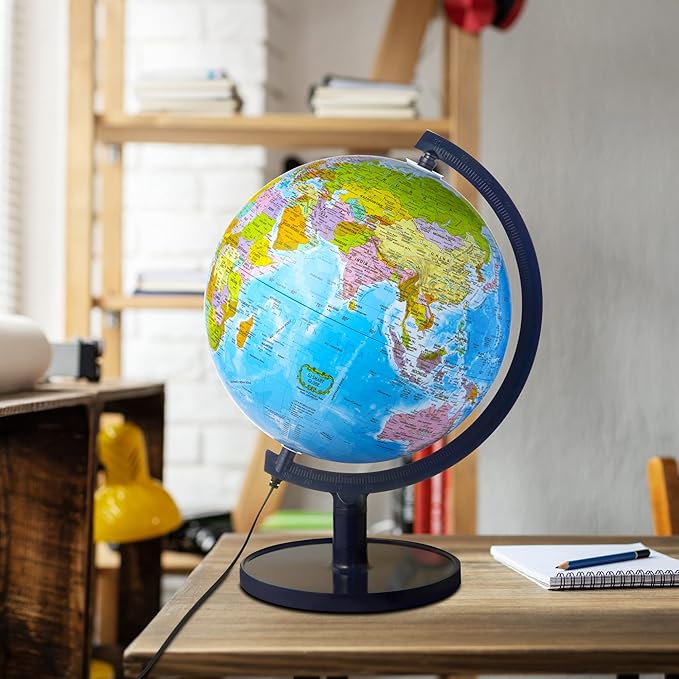 Interactive 10" Globe for Children with Stand (DIY) - App-Compatible, 400 Wonders, 1000+ Facts, LED Constellations, STEM Globe, World Lamp & Earth Decor