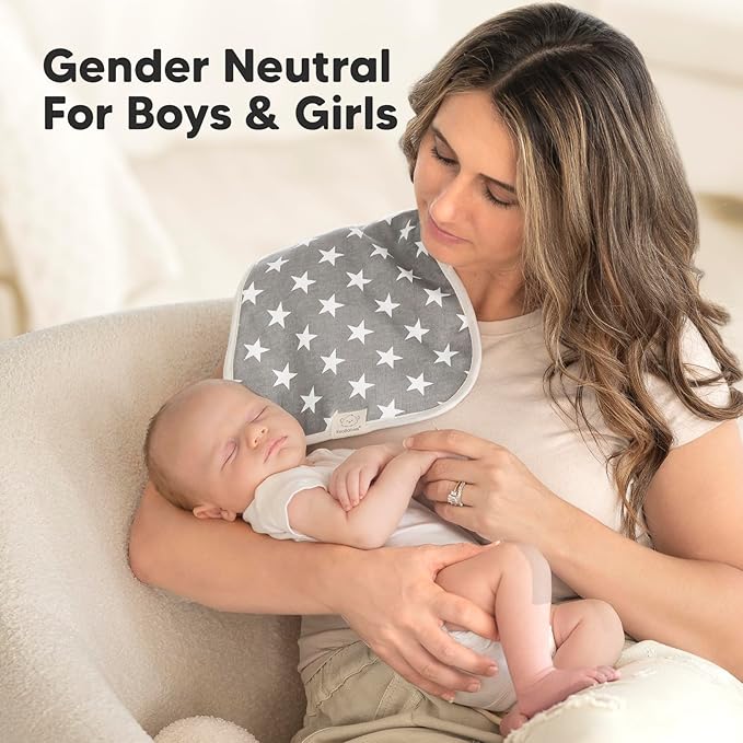 Organic Burp Cloths Baby Boy & Girl - 5-Pack Super Absorbent Cotton Burping Cloths for Babies, Soft & Plush Newborn Spit Up Rags, Infant Towels for Milk Spit Up, Unisex, Large 21" x 10" (Grayscape)