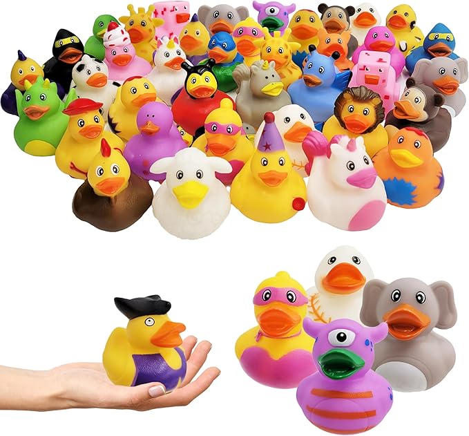 Assortment Rubber Duck Toy Duckies for Kids, Bath Birthday Gifts Baby Showers Classroom Incentives, Summer Beach and Pool Activity, 2" (800-Pack)