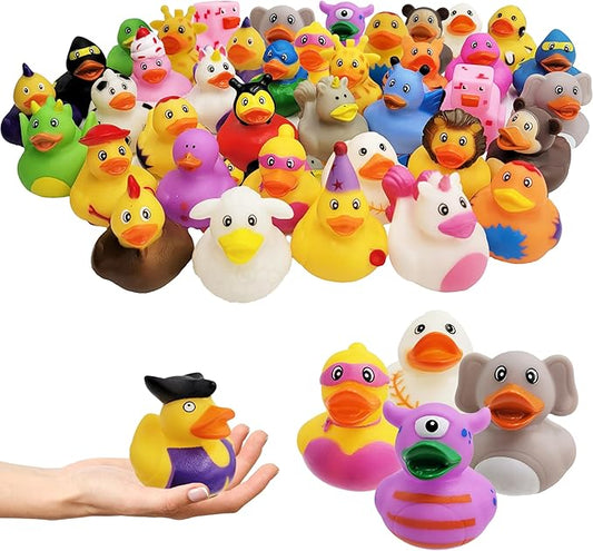 Assortment Rubber Duck Toy Duckies for Kids, Bath Birthday Gifts Baby Showers Classroom Incentives, Summer Beach and Pool Activity, 2" (20-Pack)