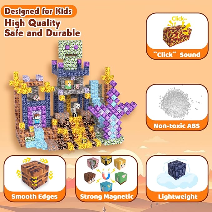 Magnetic Blocks, Magnetic Tiles Building Blocks, Magnet Cubes STEM Sensory Game Toys Christmas Birthday Gifts for Kids Boys Girls Age 3+ (Sword)