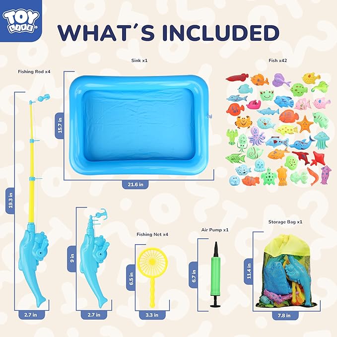TOY Life Magnetic Fishing Game for Kids 3-5 with Toddler Fishing Poles, Magnetic Poles Game are Designed for Little Hands, Bath Toys for Kids Ages 4-8