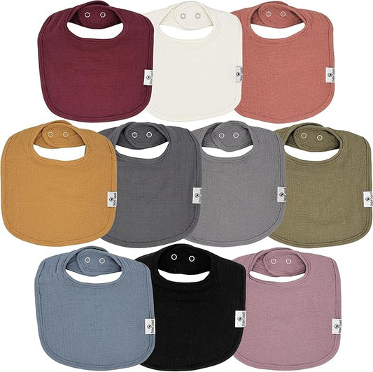 DiaperSquad's Baby Bibs for Drooling and Teething, Bibs for Boys, Baby Girl - Solid Cotton Baby Drool Bibs