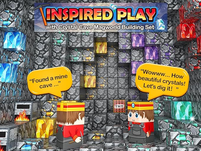 100PCS Magnetic Blocks Building Toys, Gem Cave Adventure Building Craft, Learning Sensory Toys for Boys Girls Age 3-12, Game Gift for Kids Little Gamers (0.8 inch)