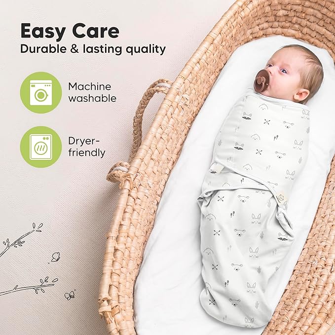 KeaBabies 3-Pack Organic Baby Swaddle Sleep Sacks - Swaddles for Newborns, Infant 0-3 Months, Baby Girls, Boys, Soft & Snug Newborn Sleep Sack, Nursery Swaddling Blankets (Nordic, XS)