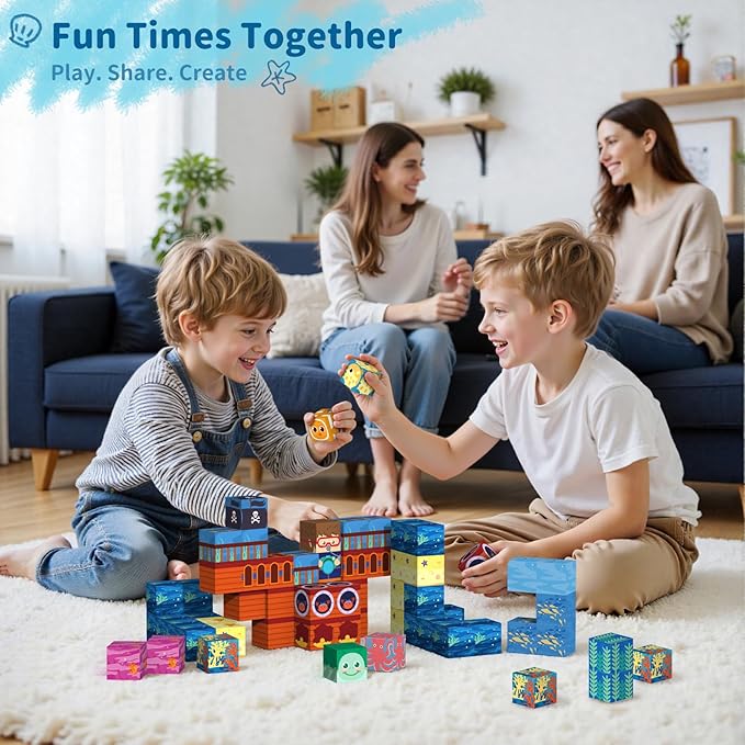 Magnetic Building Blocks for Kids - 154Pcs Magnetic Cubes STEM Montessori Sensory Toys Set Creative Gift for Boys Girls Ages 3 4 5 6 7 8 9 10+