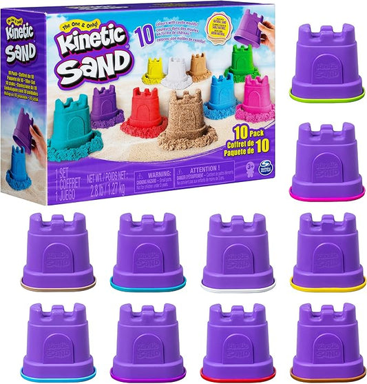 Kinetic Sand, Castle Containers 10-Color Pack of Play Sand for Party Favors, Goodie Bags, Sensory Toys for Kids Ages 3 and up