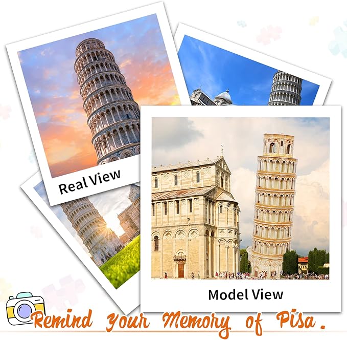 3D Puzzles for Adults & Kids, Exquisite Leaning Tower of Pisa City Large Architecture Building Model Kit, 3D Jigsaw Craft Kits STEM Educational Toys Birthday for Boys Girls Ages 10+ Home Decor, 70 PCS