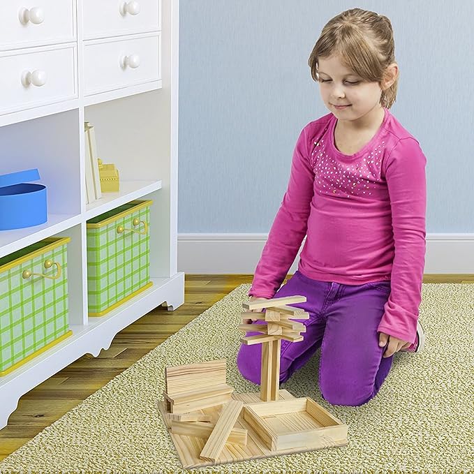 Imagination Generation Constructables! Pine Wood Building Planks, 150 Pieces - Educational Tinker Toys for Kids & Teens - STEM Stacking Blocks for Boys & Girls - Wooden Playset for Learning