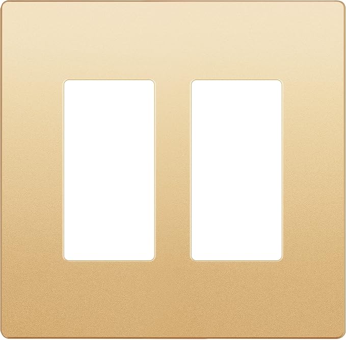 LIDER Matte Finish Decorator Switch Cover, Screwless Wall Plate, Mid-Size 2-Gang 4.88" x 4.92", Unbreakable Polycarbonate Thermoplastic, UL Listed, LSWP-32M-GD, Gold