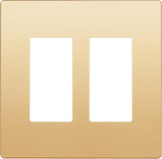 LIDER Matte Finish Decorator Switch Cover, Screwless Wall Plate, Mid-Size 2-Gang 4.88" x 4.92", Unbreakable Polycarbonate Thermoplastic, UL Listed, LSWP-32M-GD, Gold